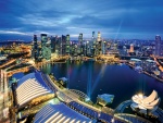 Vista de la bahía del puerto deportivo de Singapur