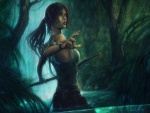 Lara Croft en el agua
