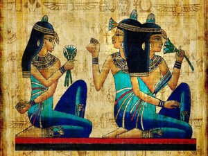 Mujeres egipcias en un papiro