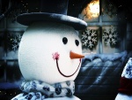 Muñeco de nieve con una gran sonrisa