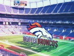 Logo de los Denver Broncos sobre el campo