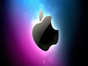 Logo de Apple en un fondo de colores