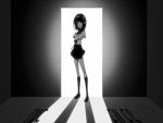 Chica anime en blanco y negro