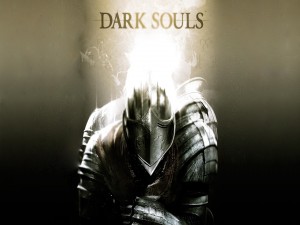 Luz brillando sobre la armadura "Dark Souls"
