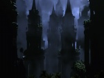 Torres del castillo en la niebla