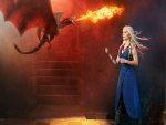 Daenerys Targaryen con uno de sus dragones