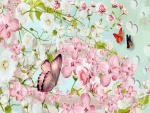 Mariposas revoloteando entre flores primaverales
