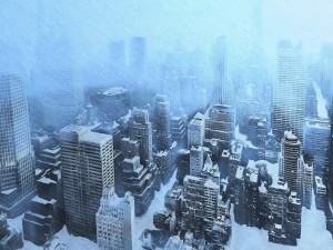 Nevando en la ciudad