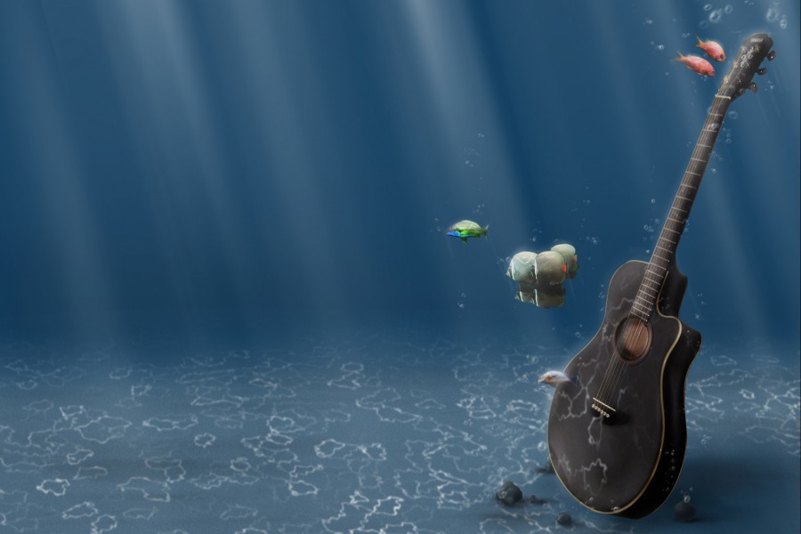 Guitarra en el fondo del mar