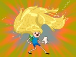 Finn con una larga y rubia melena (Adventure Time)