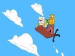 Finn y Jake volando en una silla (Adventure Time)