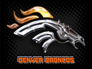 Logo plateado de los Denver Broncos