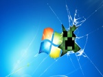 Logo de Windows en un cristal roto