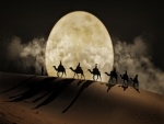 Caravana de camellos atravesando el desierto