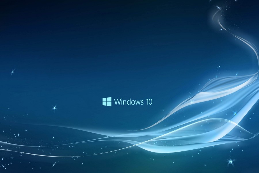 Windows 10 en un fondo azul