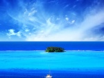 Hermosa isla en el océano azul
