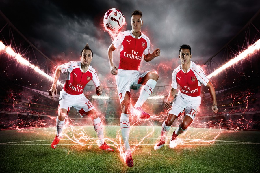 Tres jugadores del Arsenal F.C.