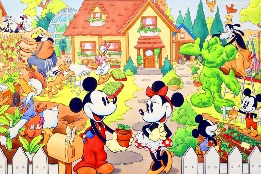Mickey y Minni con sus amigos