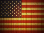 Bandera estadounidense en la madera