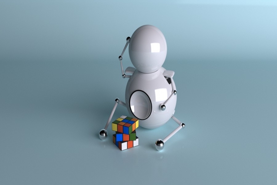 Robot jugando con un cubo de Rubik