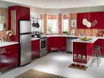 Muebles de cocina de color rojo
