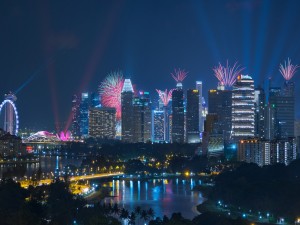 Fuegos artificiales en Singapur