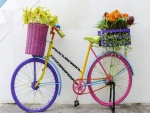 Bicicleta de colores con flores