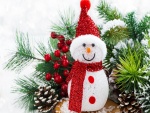 Árbol de Navidad y un muñeco de nieve
