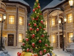 Elegante árbol de Navidad decorado