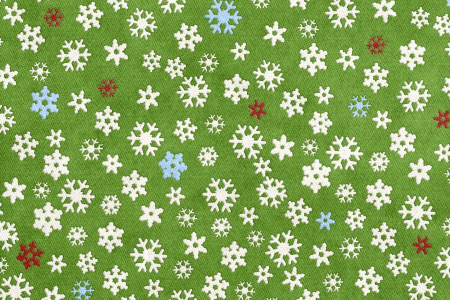 Copos de nieve sobre un fondo verde