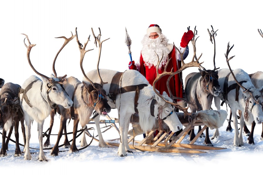 Santa Claus con sus renos